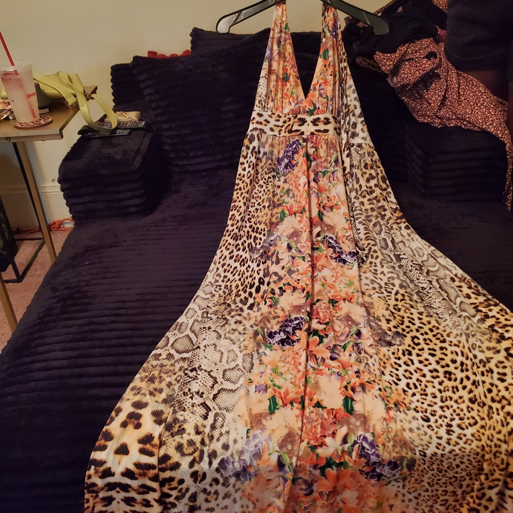 Leopard and Floral Maxi Dress